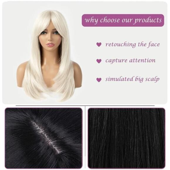 Platinum Blonde Wigs for Women Layered Wig With Bangs main image 4